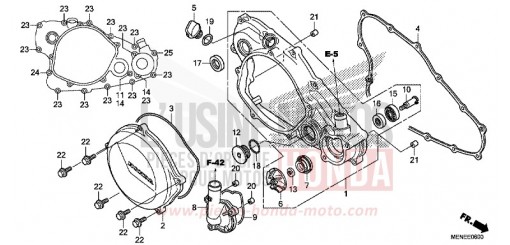 PANNEAU CARTER-MOTEUR D./POMPE A EAU CRF450RD de 2013